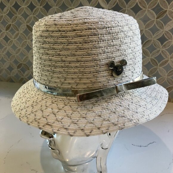 Disney Accessories - Disney Parks Mickey Mouse Straw Bucket Hat Silver/White Adult 57cm Mickey Icon